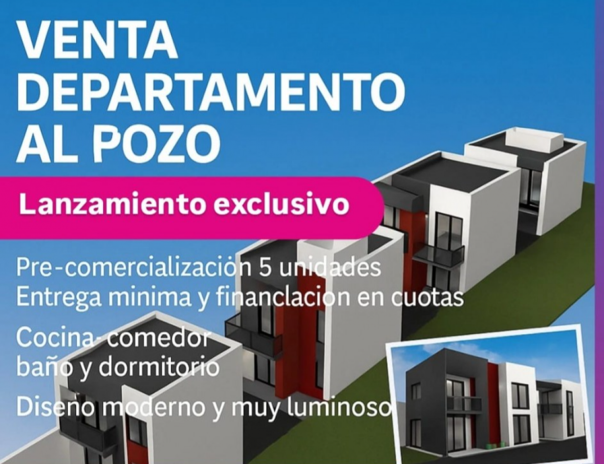 PREVENTA EN POZO DEPTOS DE 1 DORMITORIO OPORTUNIDAD 